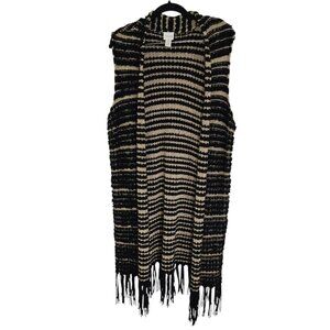 Chicos Womens Multicolor Striped Duster Sweater Vest‎ Farren Fringe Size 2